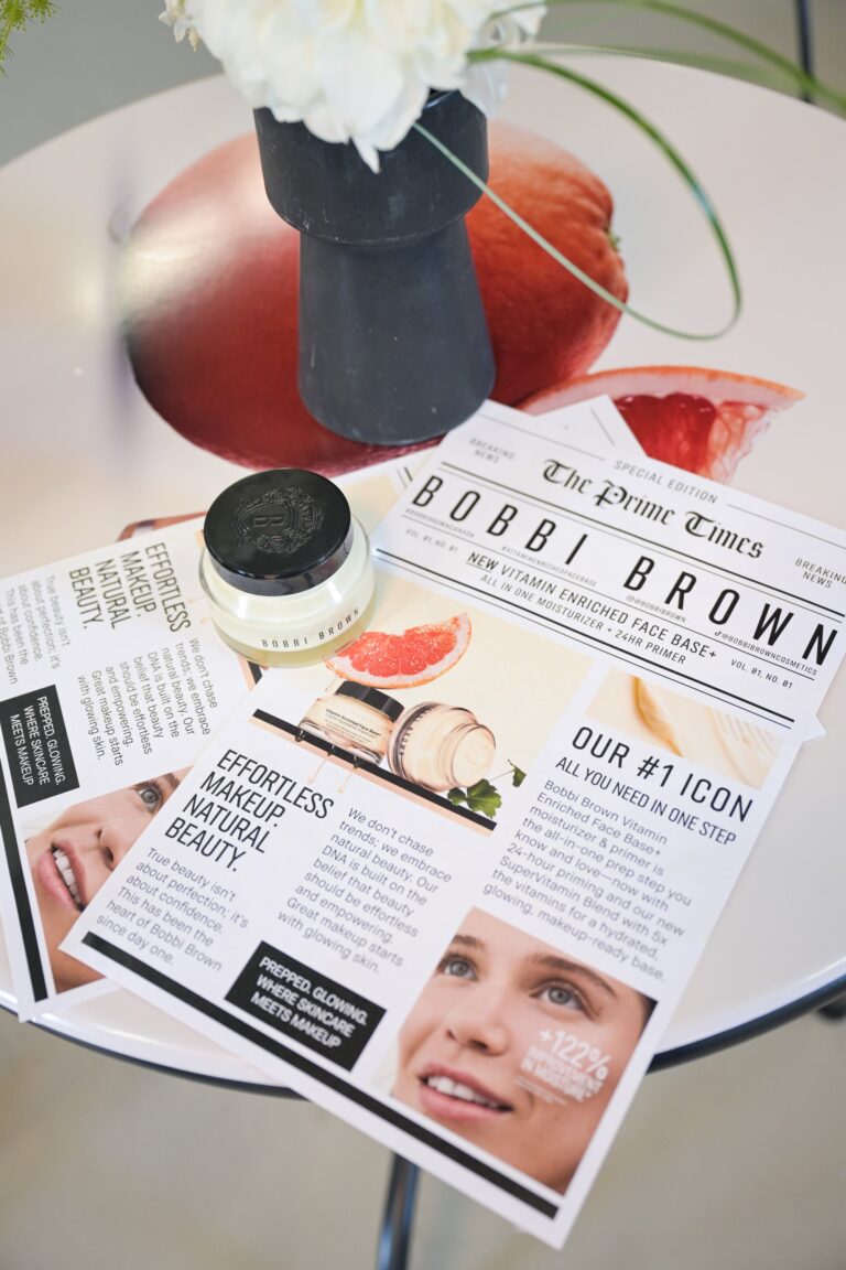 Bobbi Brown Vitamin Enriched Face Base event details featured by FASHION, with spatial event production by Alexandria Design House.
