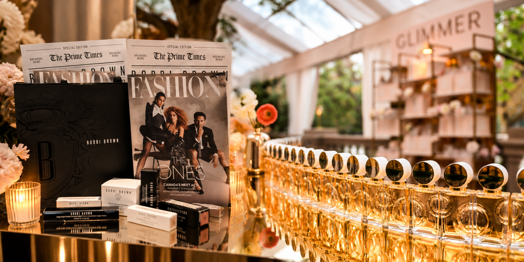 Alexandria Design House editorial event installations for Estée Lauder and Bobbi Brown