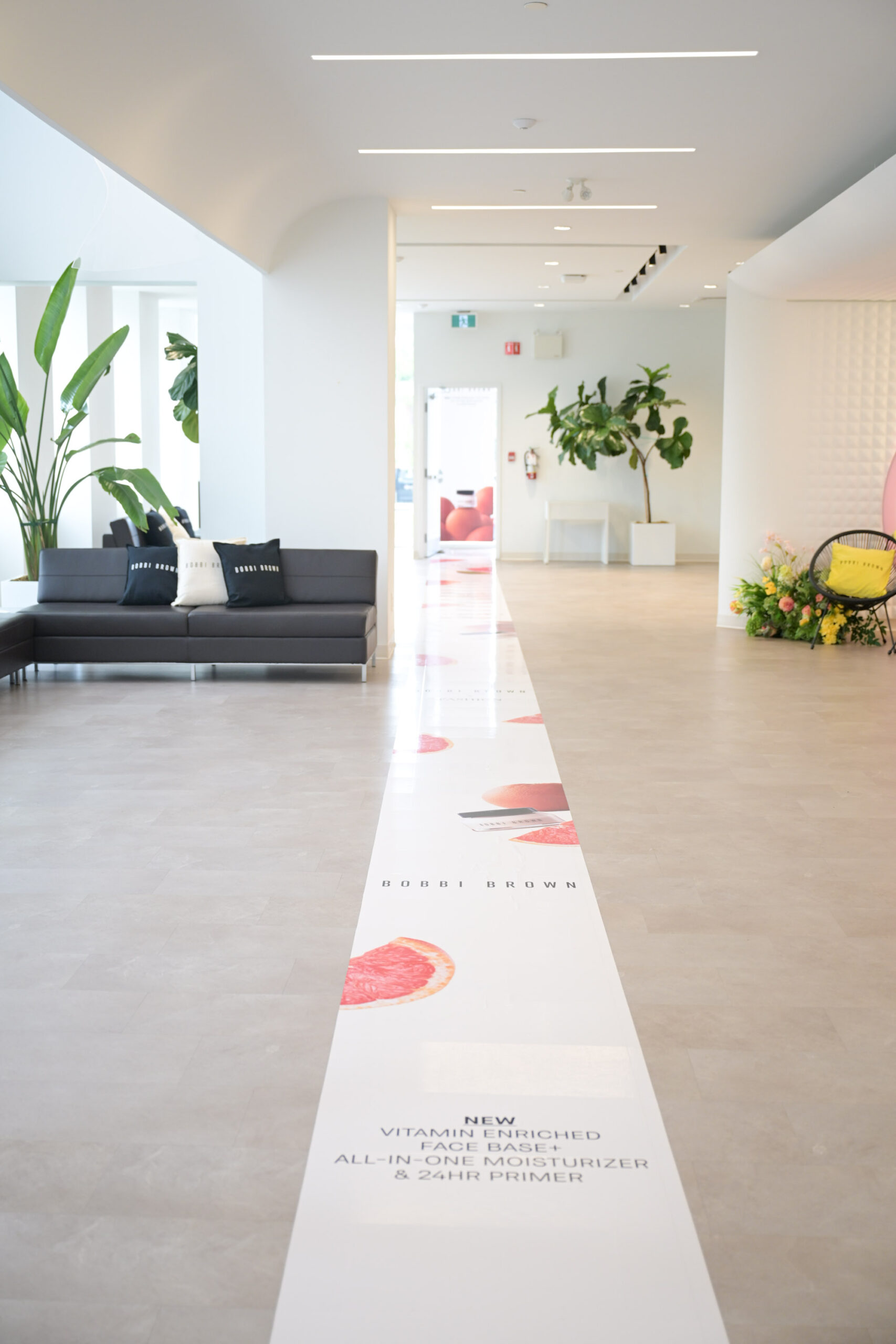 Additional completed arrival installation and brand identity detail